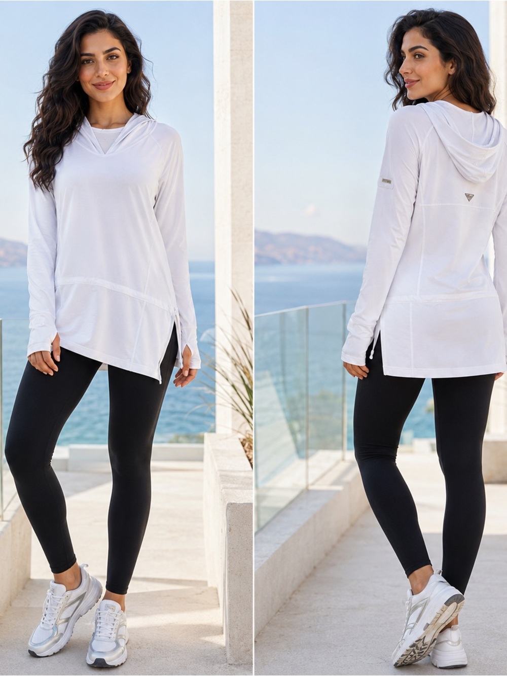 Columbia PFG Women’s White Hooded Performance Tunic Sun Shirt Size M